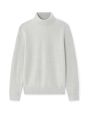 Pull piqué col roulé 100% coton - gris
