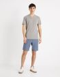T-shirt col V slim stretch - gris chine