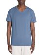 T-shirt slim col v 100% coton stretch - marine