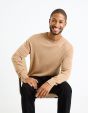 Pull col rond  100% laine mérinos - beige