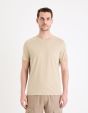 T-shirt col rond en coton - taupe