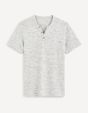 T-shirt col henley coton mélangé - gris