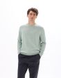 Pull col rond 100% coton - bleu vert