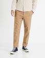 Pantalon straight en lin coton - beige