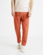 Pantalon straight en lin coton - caramel