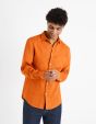 Chemise regular 100% lin - orange