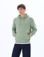 Sweat regular à capuche 100% coton - bleu vert