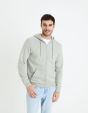 Sweat zippé à capuche 100% coton - gris