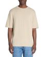 T-shirt boxy col rond 100% coton - beige