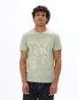 T-shirt regular col rond 100% coton imprimé asie - sauge