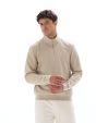 Sweat regular col camionneur uni - beige