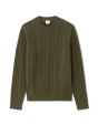 Pull torsadé col rond en coton mélangé - Kaki