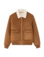Blouson aviateur en faux daim - camel