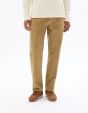 Pantalon chino straight en velour - caramel