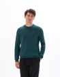 Pull col rond 100% coton piqué - vert foncé