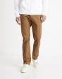 Pantalon chino straight twill stretch - camel