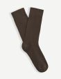 Chaussettes hautes en coton mélangé - marron