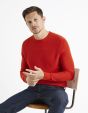 Pull col rond 100% coton - rouge