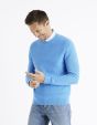 Pull col rond 100% coton - bleu