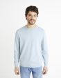 pull col rond 100% coton  - bleu
