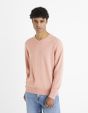 pull col rond 100% coton  - rose
