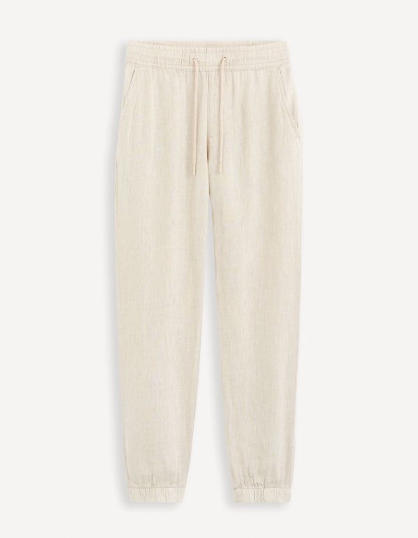 Pantalon jogger en lin - écru
