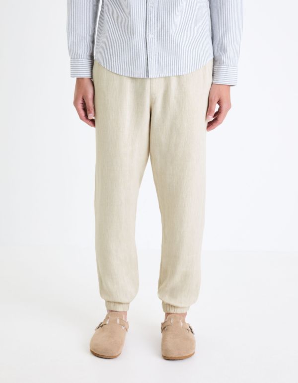 Pantalon jogger en lin - écru