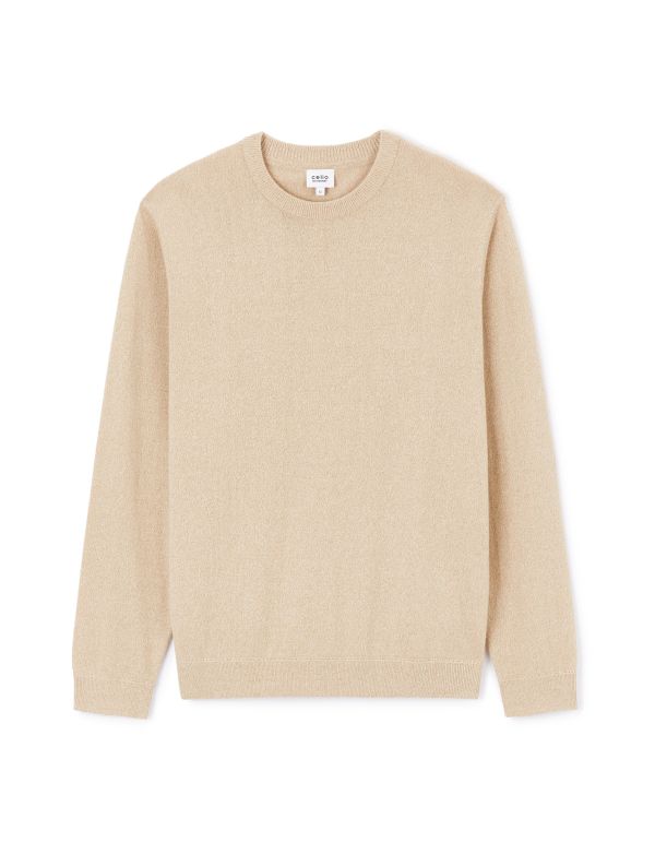 Sweat col rond 100% coton - beige