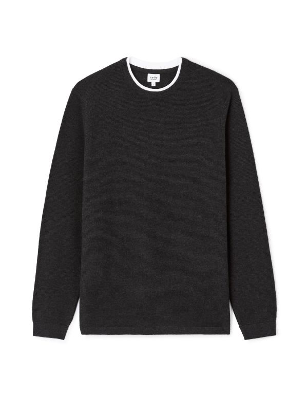 Pull col rond 100% coton - anthracite
