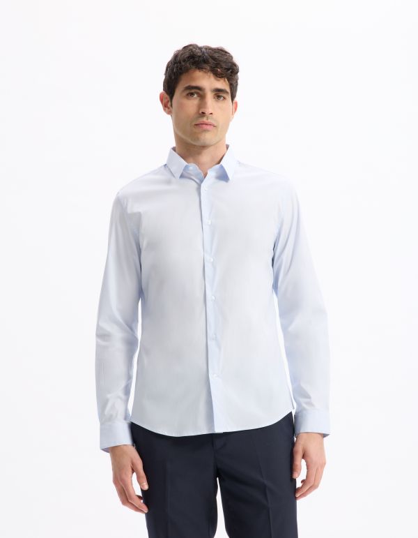Chemise slim en coton stretch - bleu clair
