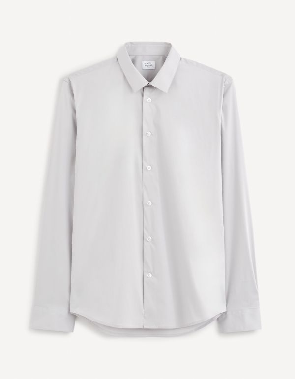 Chemise  slim coton stretch - gris