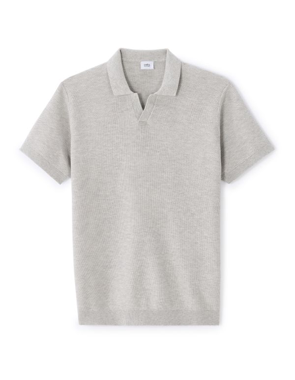 Polo piqué regular 100% Coton tricot - gris chine