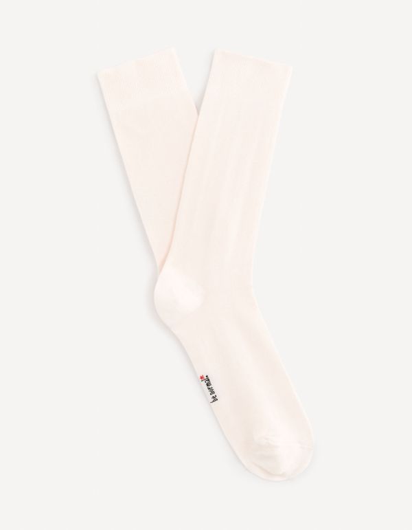 Chaussettes hautes en coton mélangé - écru