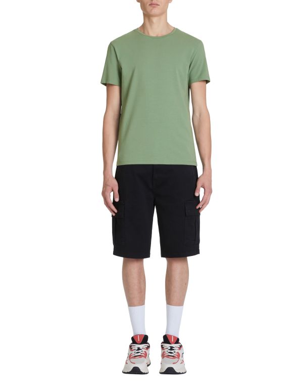 T-shirt col rond en coton stretch - vert