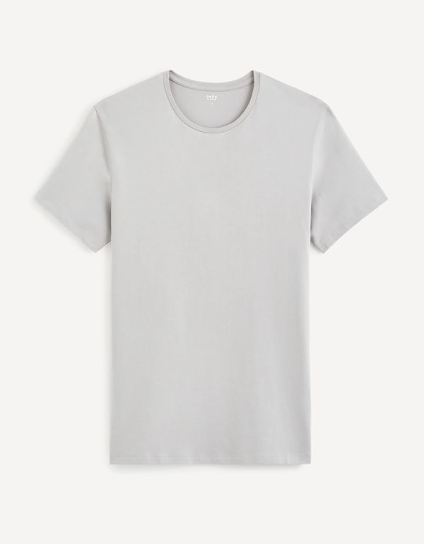 T-shirt col rond coton stretch - gris