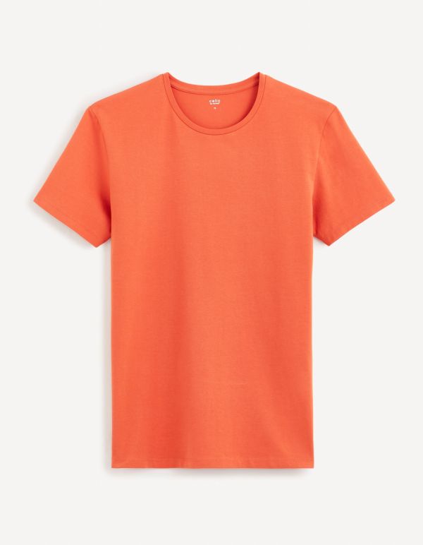 T-shirt col rond coton stretch - orange