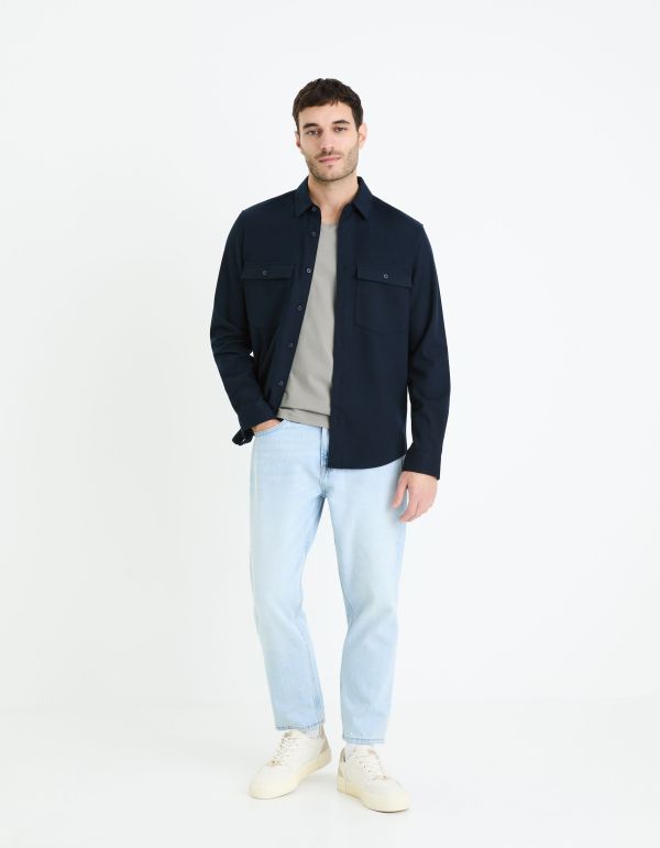 T-shirt col V slim stretch - gris moyen