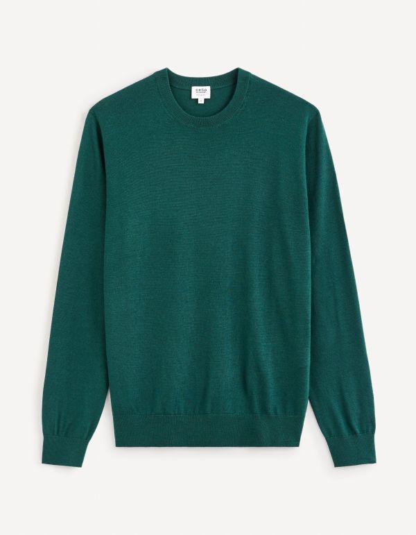 Pull col rond  100% laine mérinos - vert