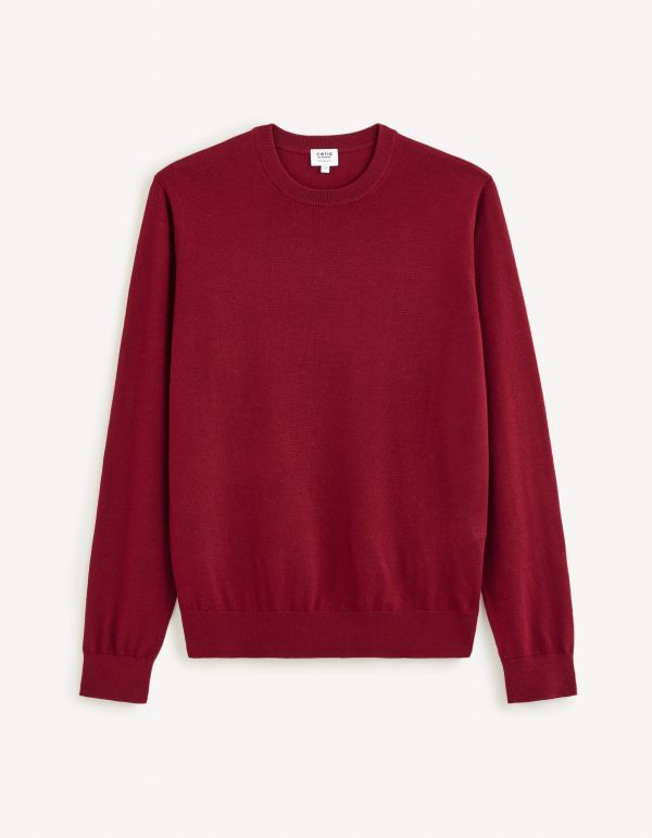 Pull col rond  100% laine mérinos - rouge