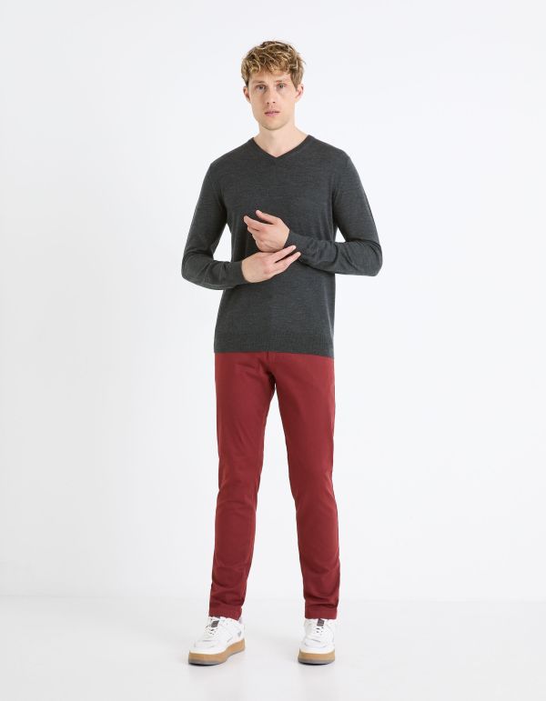 Pantalon chino slim  - bordeaux