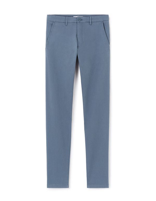 Pantalon chino slim en coton stretch - bleu