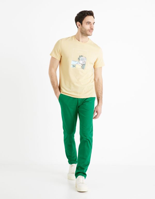 Pantalon chino slim twill stretch - vert