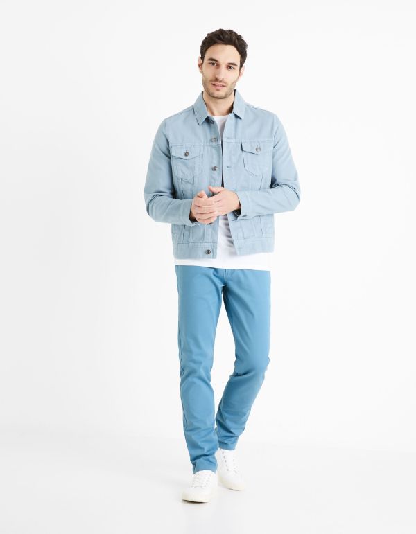 Pantalon chino slim twill stretch - bleu