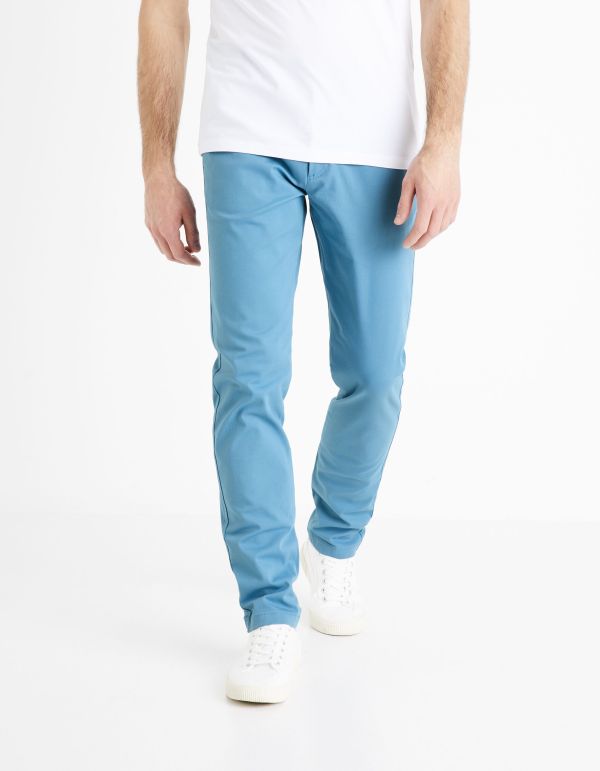 Pantalon chino slim twill stretch - bleu