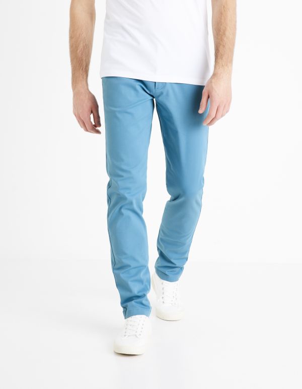 Pantalon chino slim en coton stretch - bleu