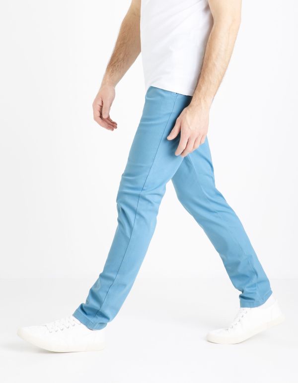 Pantalon chino slim twill stretch - bleu