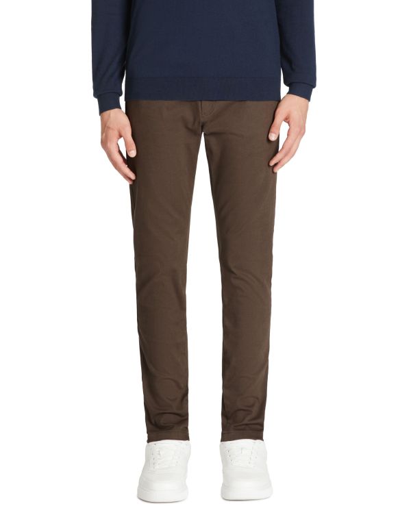 Pantalon chino slim coton stretch - marron