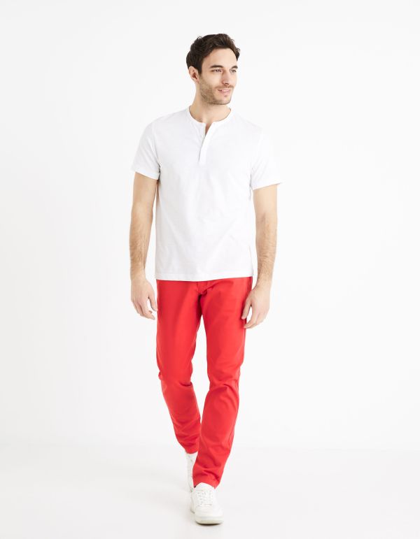 Pantalon chino slim twill stretch - rouge