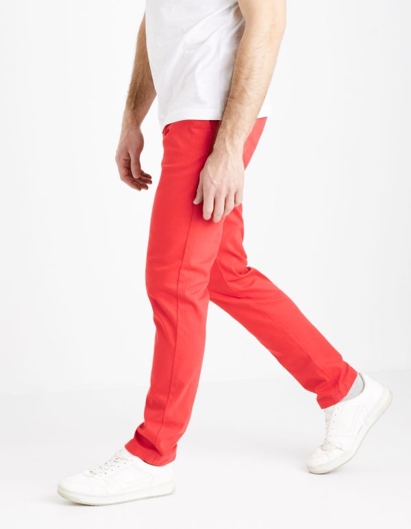 Pantalon chino slim twill stretch - rouge