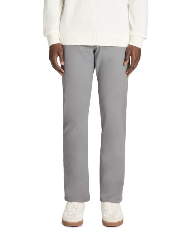 Pantalon chino straight en coton stretch - gris